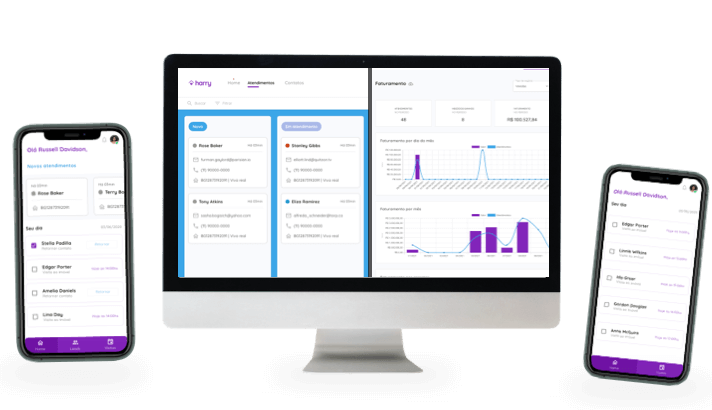Exemplo de telas reais do EEMOVEL Converta+, ferramenta de gestão de leads imobiliários